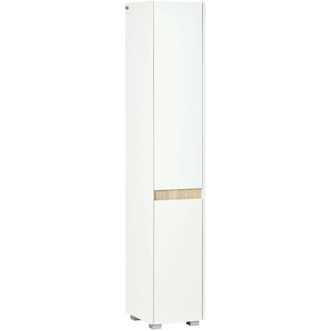 MCL Tall Bathroom Cabinet with Adjustable Shelves, 5-Tier Modern Freestanding Tallboy with Storage Cabinets, White