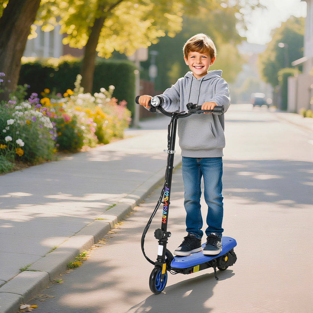 MCL Foldable Electric Scooter, with LED Headlights, for Ages 7-14 Years, Blue