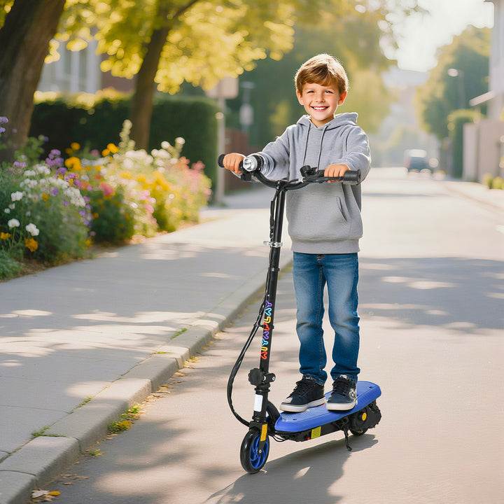 MCL Foldable Electric Scooter, with LED Headlights, for Ages 7-14 Years, Blue