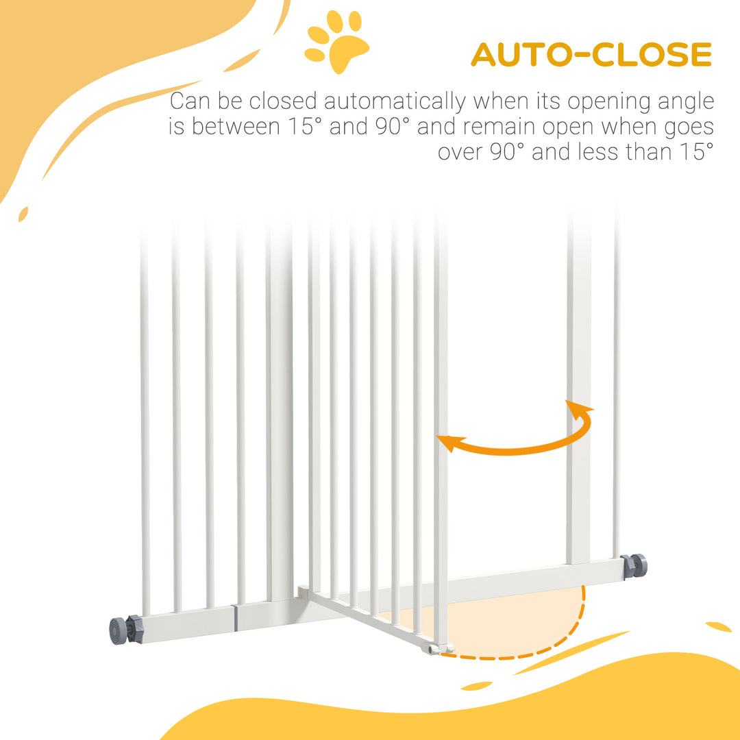 PawHut Adjustable Pet Safety Gate: No-Drill Installation, Auto-Close Feature for Doorways, Crisp White, 74-94cm | Aosom UK