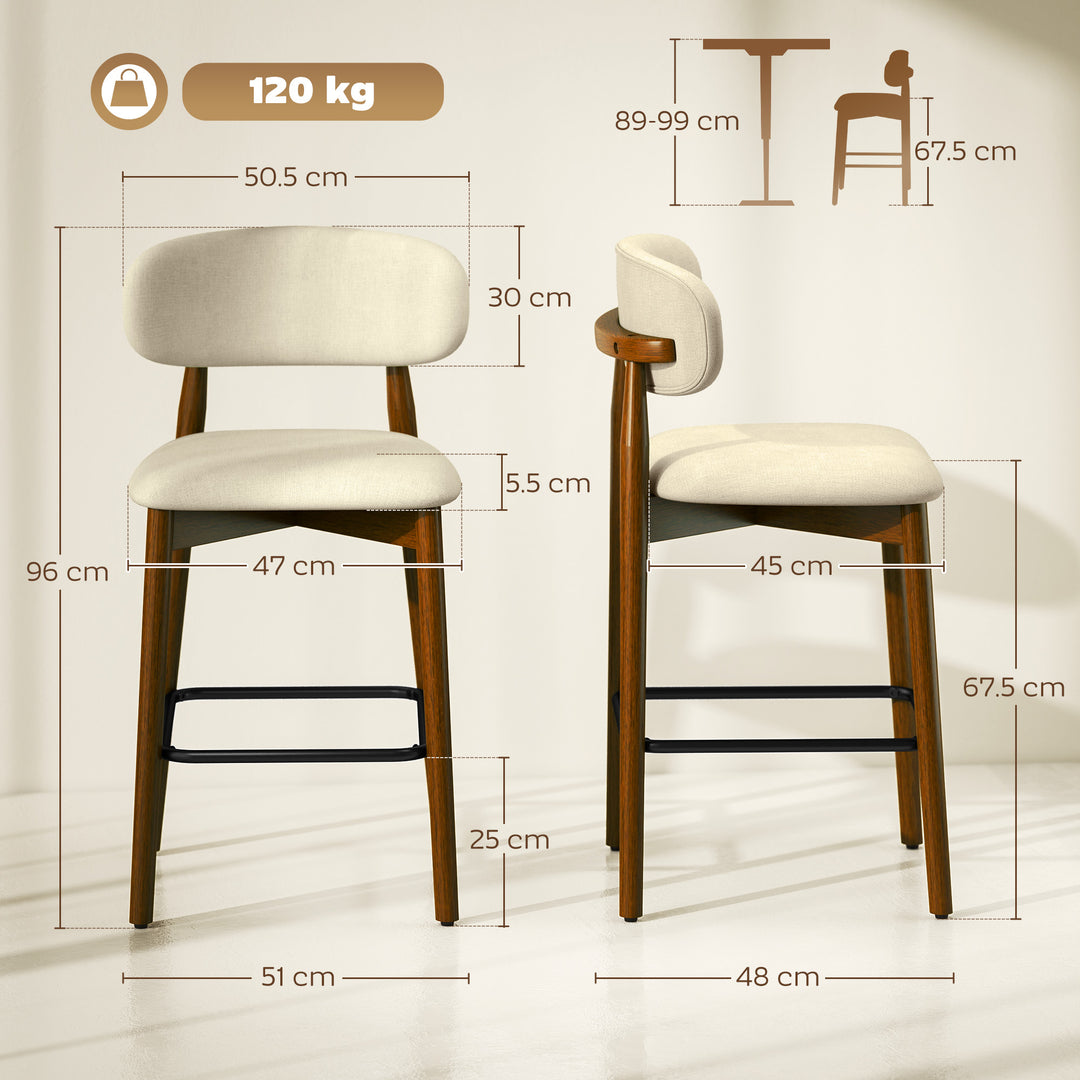 Bar Stools Curved Open Back Padded Seat Footrest Set of 2 for Kitchen - view 3