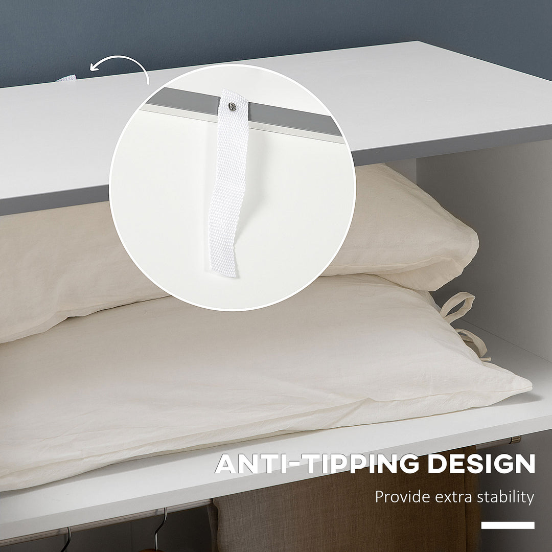 MCL Wardrobe with 2 Doors, 2 Drawers, Hanging Rail, Shelves for Bedroom Clothes Storage Organiser, 89x50x185cm, White