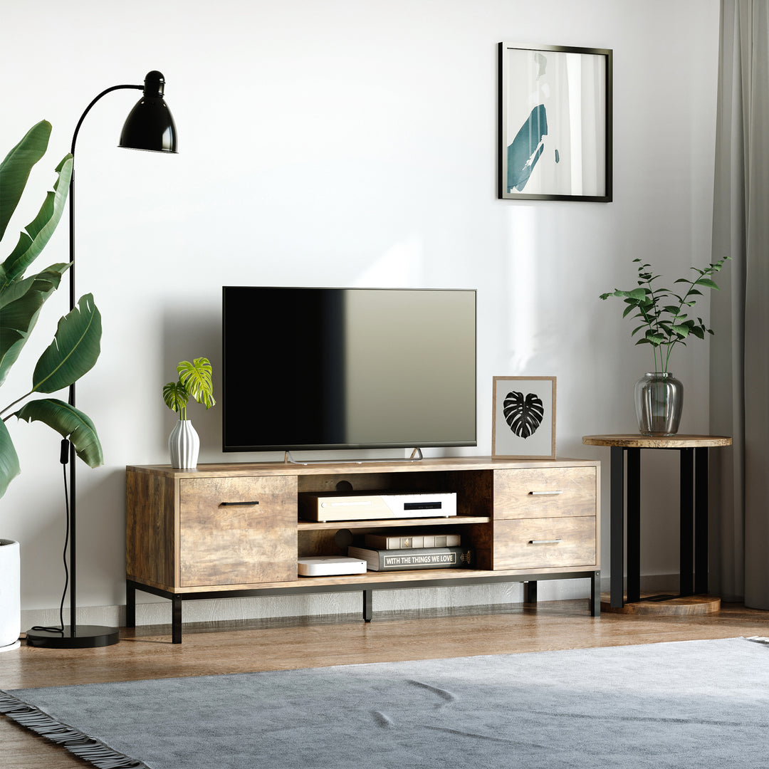 MCL Light Industrial-Style TV Stand Cabinet - Brown/Black