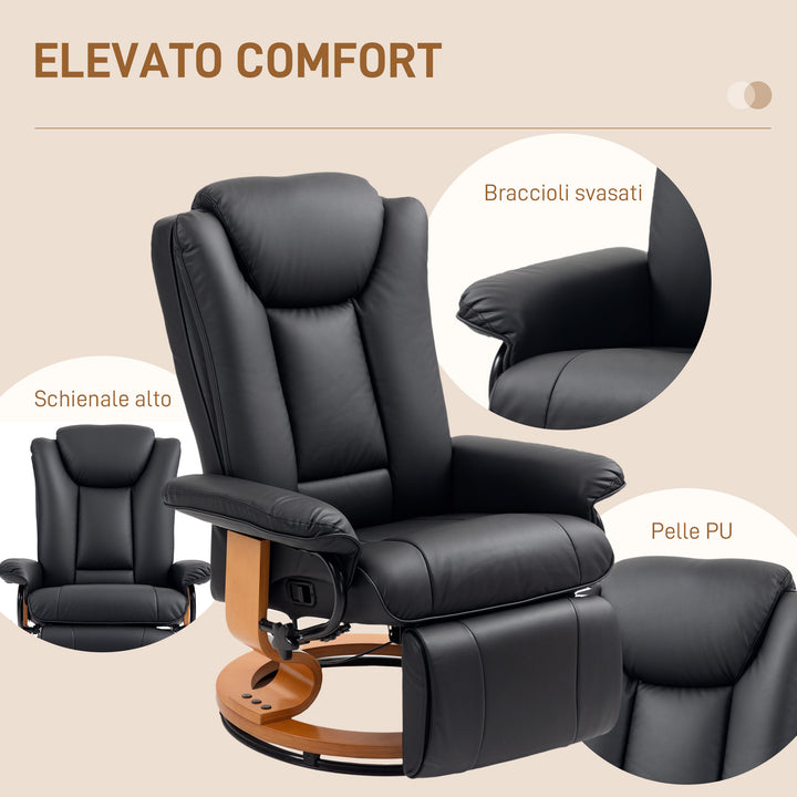 Faux Leather Recliner Chair - Black