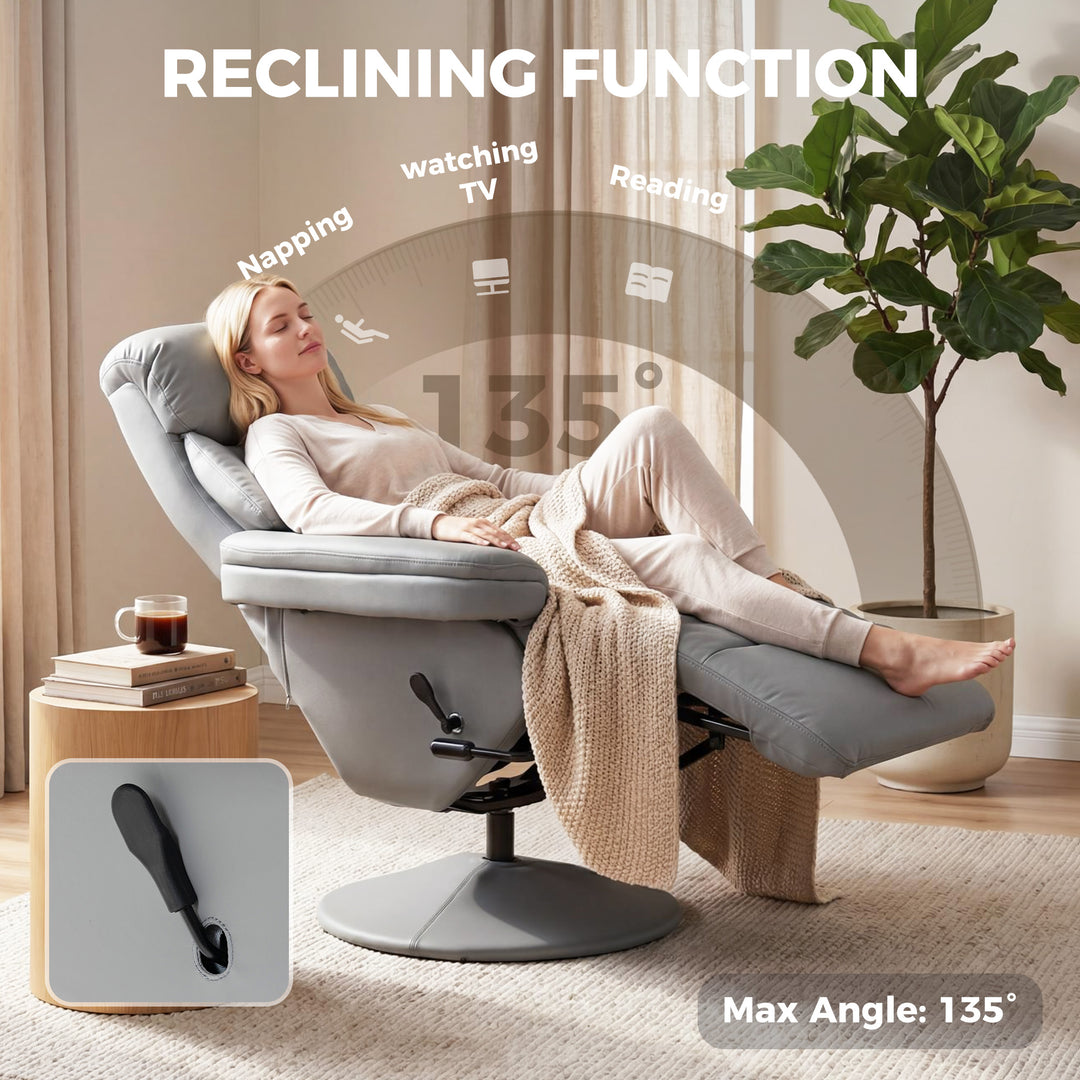 Upholstered Reclining Armchair, Manual Recliner Chair with Footrest an