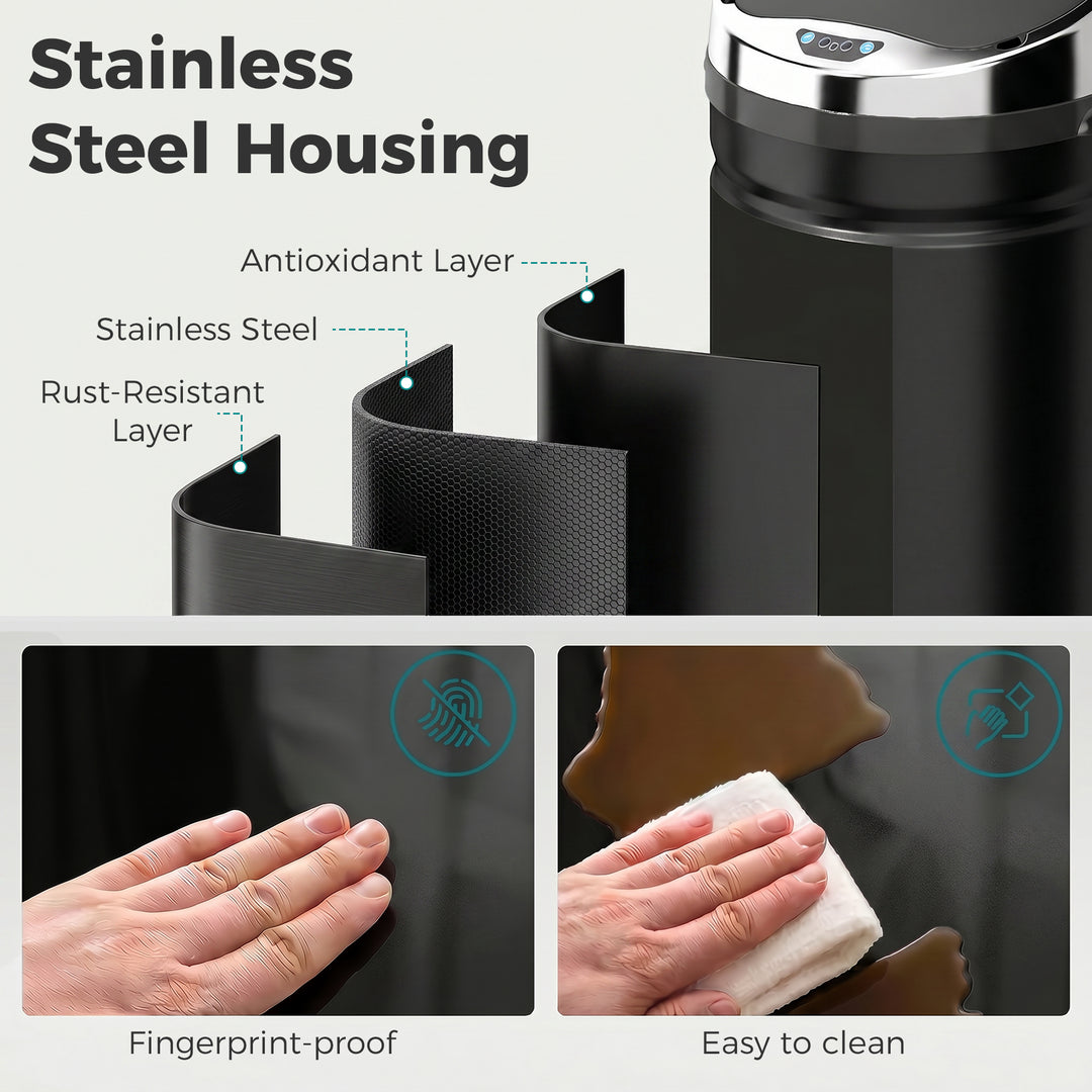 42L Automatic Motion Sensor Rubbish Bin with Fingerprint Resistant, St