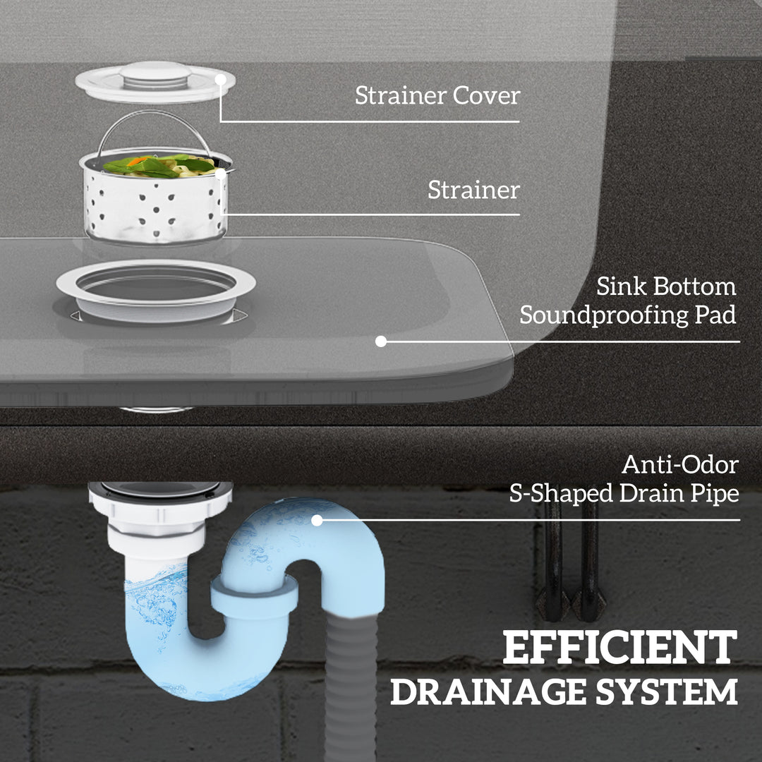 Outdoor Utility Sink, Stainless Steel Free Standing Single Bowl Kitchen Sink with Cold and Hot Water Pipe and Storage Shelf for Laundry Garage, 55 x 50 x 100 cm