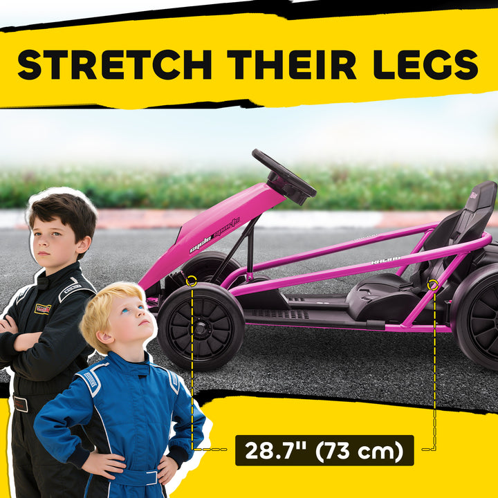 24V Electric Go Kart for Kids, Drift Ride-On Racing Go Kart with 2 Speeds, for Boys Girls Aged 8-12 Years Old, Pink