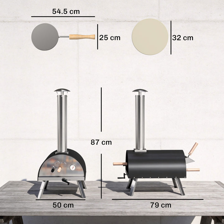Outdoor Pizza Oven Foldable Legs Pellet Wood Fired Pizza Maker w/ 12" 
