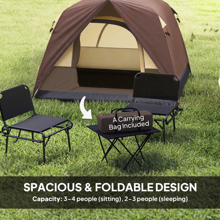 3-4 Person Camping Tent, Easy Set Up 3-4 Man Tent w/ Sewn-in Groundshe