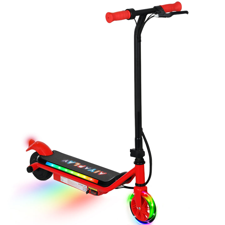 Electric Scooter for Kids Ages 6-14, with Dual Brakes, Flash Wheel and Colourful Light, Kids Electric Scooter E Scooter, Up to 12 KM/H & 10 KM, Red