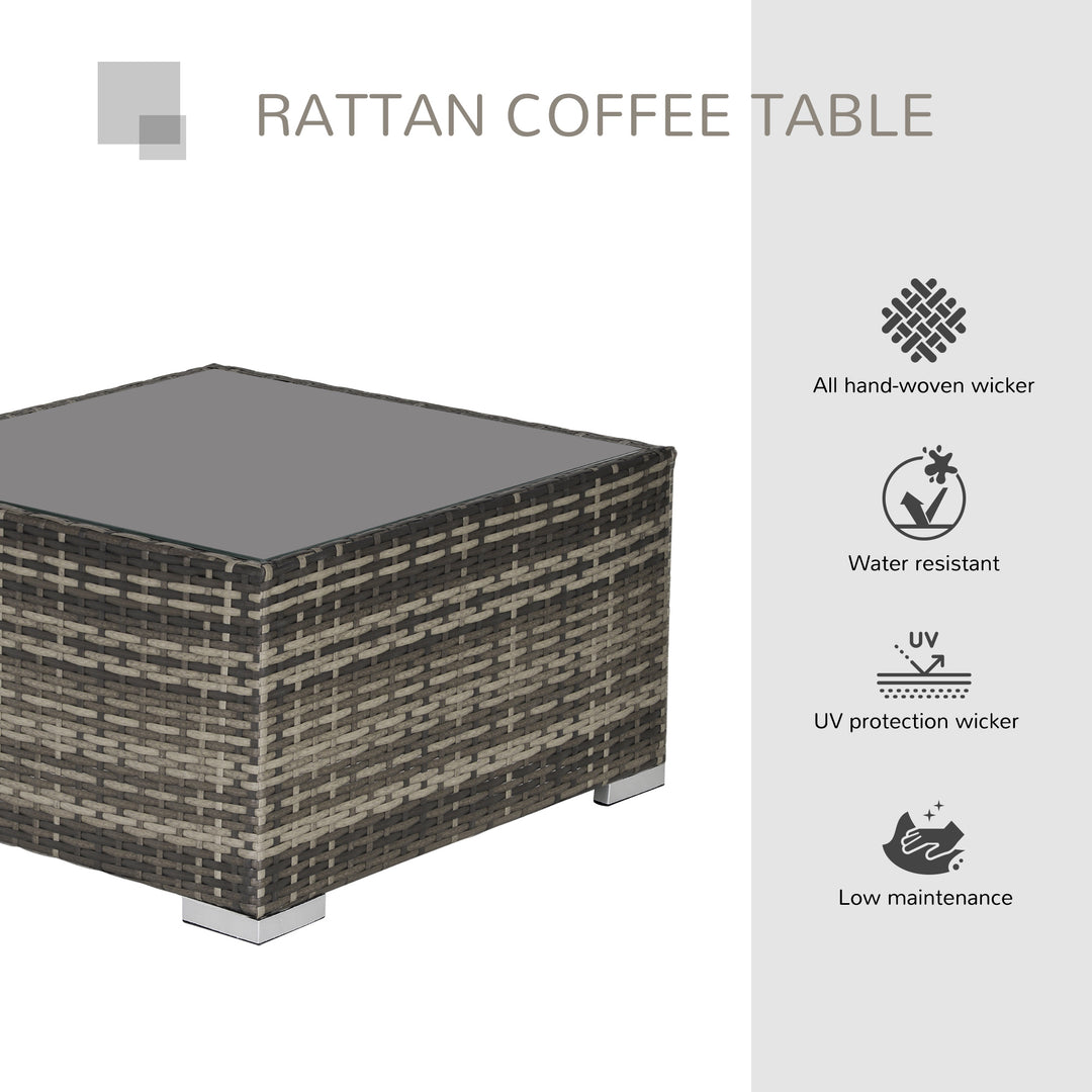 MCL Square PE Wicker Rattan Table with Glass Top - Dark Grey
