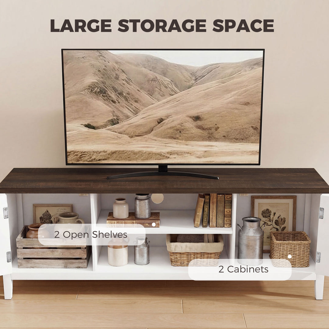 TV Unit for TVs up to 42 Inch, Farmhouse Entertainment Centre with 2 O