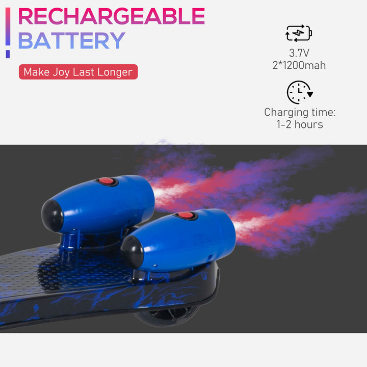 MCL Kids Scooter, 3 Wheel Foldable Kick Scooter Adjustable Height w/ Flashing Wheels, Music, Water Spray for 3-6 Years, Blue