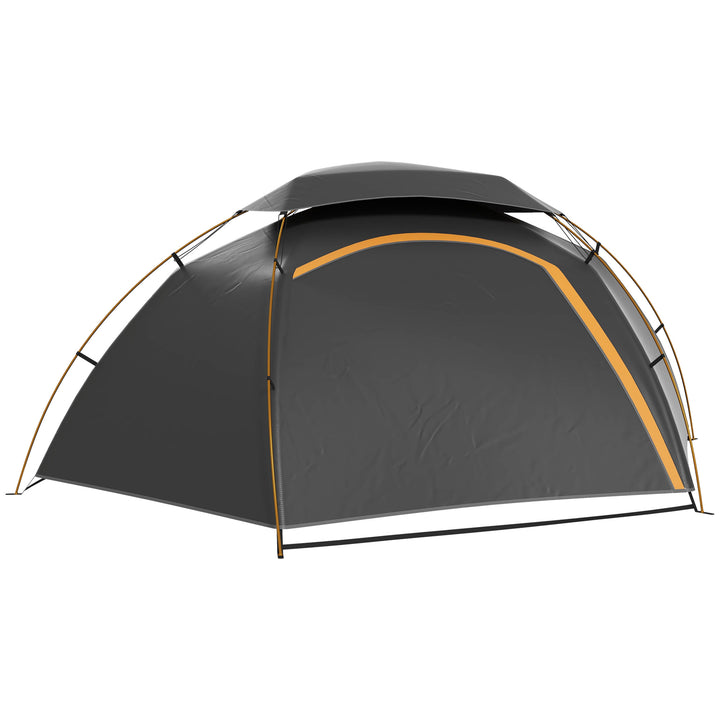 Outsunny Dome Camping Tent with Aluminium Frame, Removable Rainfly, 2000mm Waterproof, for 1-2 Persons, Grey | Aosom UK