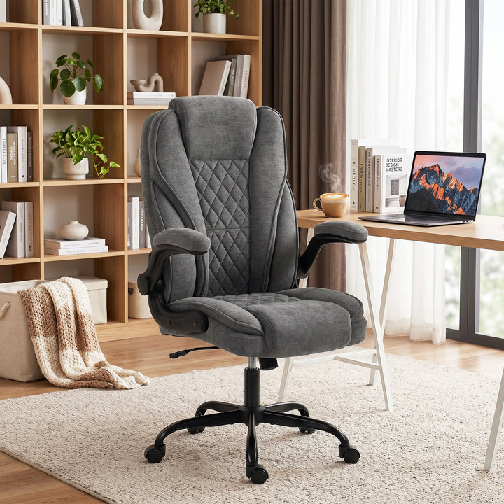Office Chair, Ergonomic Desk Chair with Flip-up Armrest, Pocket Spring