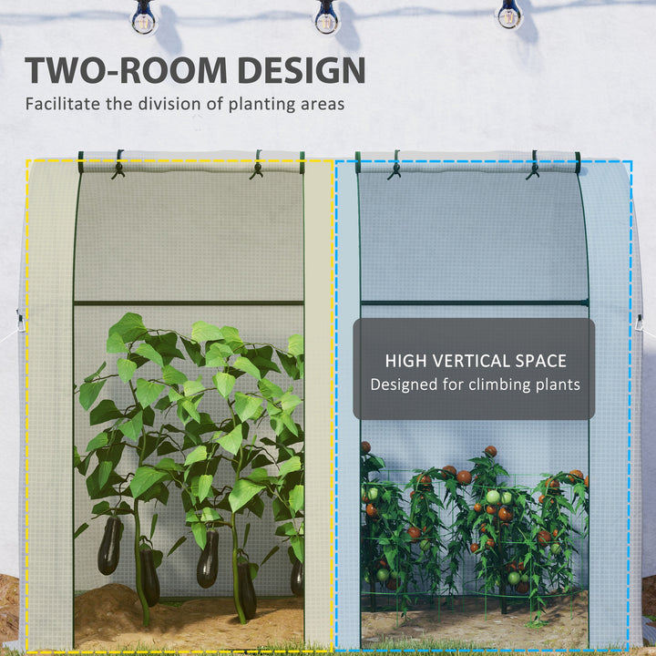 94 x 185cm Mini Two-Room Greenhouse - White
