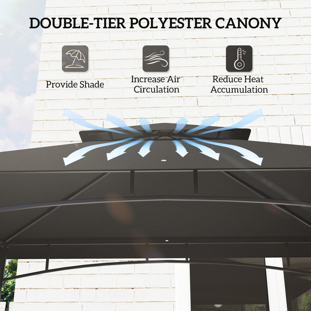 150 x 240cm BBQ Grill Gazebo, with Shelves - Grey