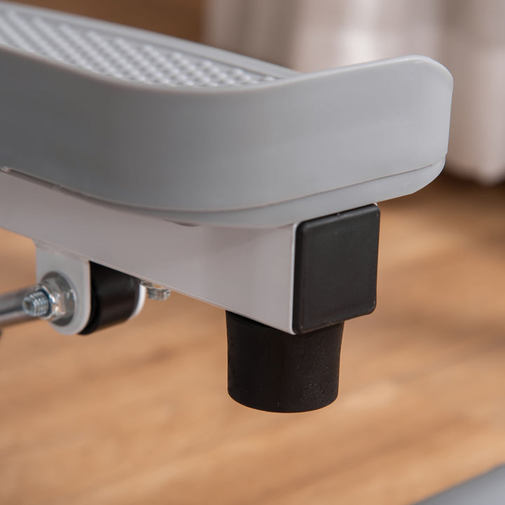 MCL Adjustable Twist Stepper Aerobic Ab Exercise Fitness Workout Machine w/ LCD Screen, Height Adjust Handlebars for Home Gym, White and Grey