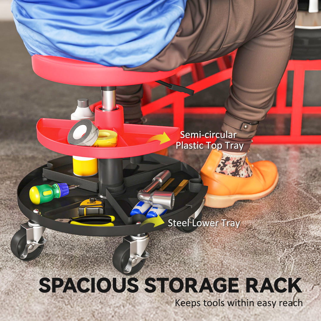 Rolling Mechanic Stool, 135kg Capacity Workshop Stool, 360° Swivel Rol