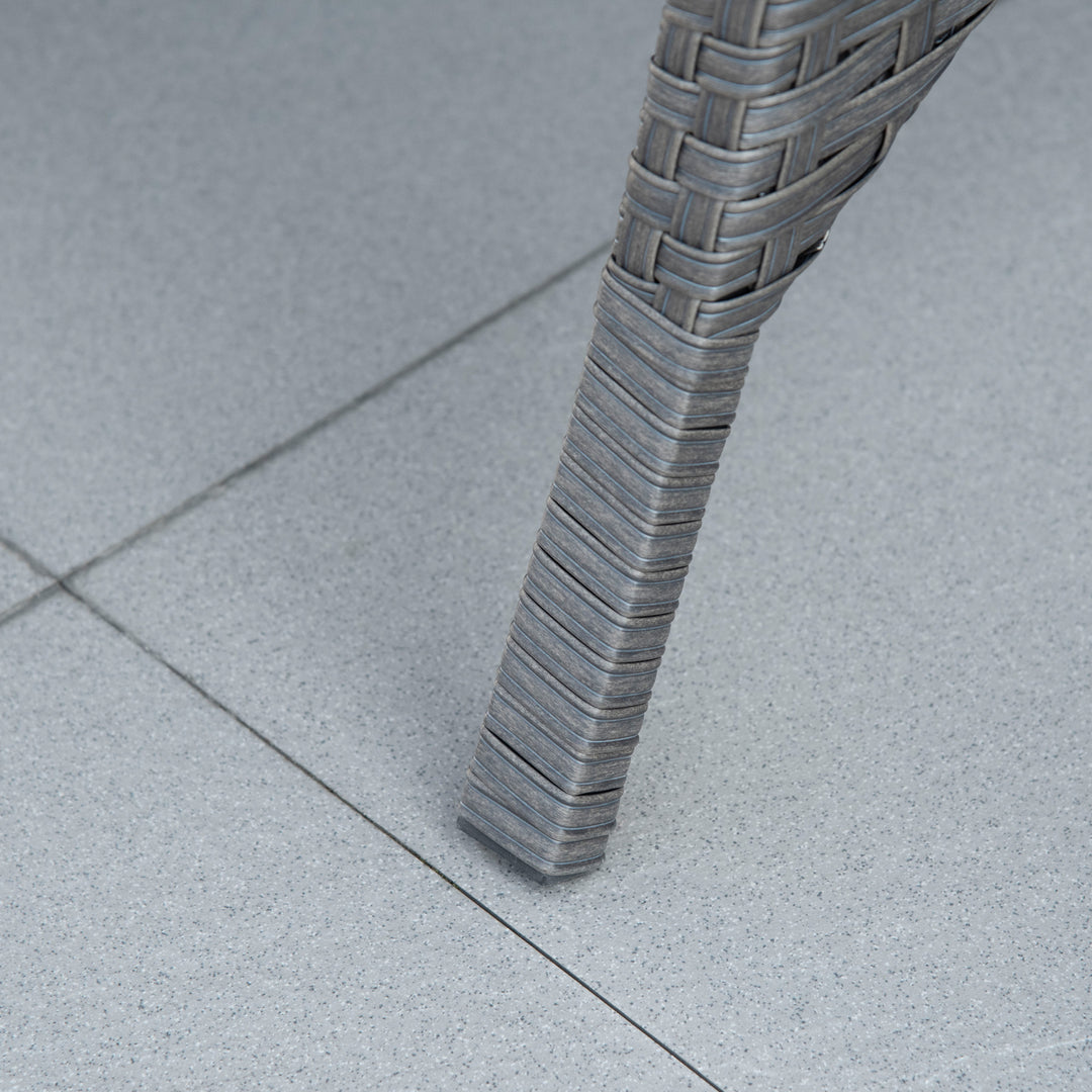 MCL 9-Seater Garden Rattan Furniture 10 Pcs Rattan Corner Dining Sofa Set, Grey/Dusty Blue Cushion