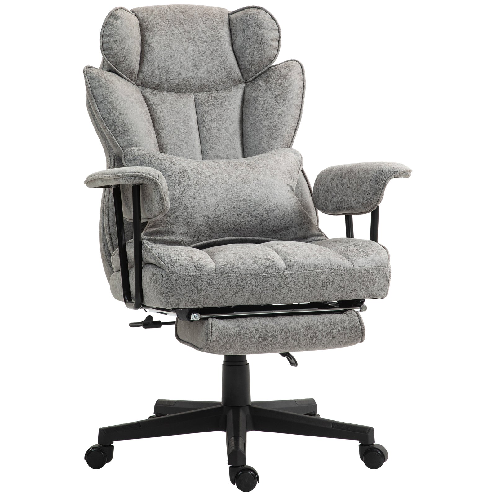 Executive Office Chair, Ergonomic Desk Chair with Foot Rest, Lumbar Support, Reclining Function and Wide Seat, Grey