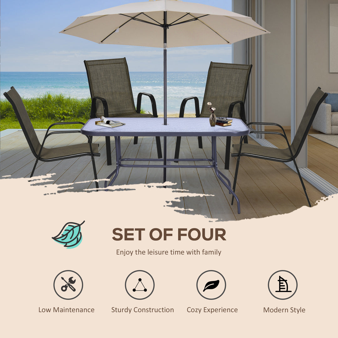 Set of Four Stackable Mesh Seat Chairs - Mixed Brown