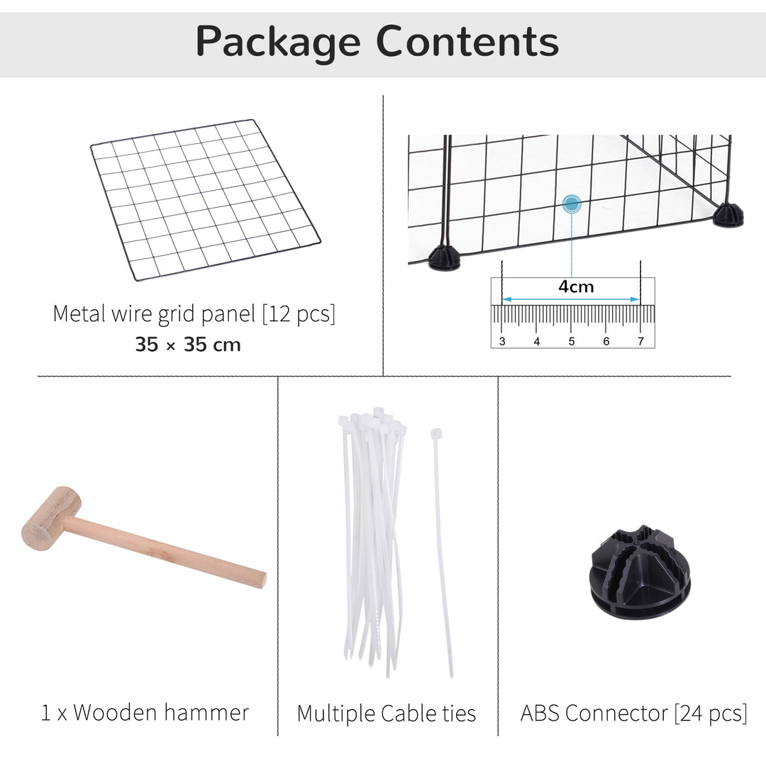 DIY Pet Playpen Metal Wire Fence 12 Panel Enclosure Indoor Outdoor Guinea Pig Bunny Small Animals Cage Black
