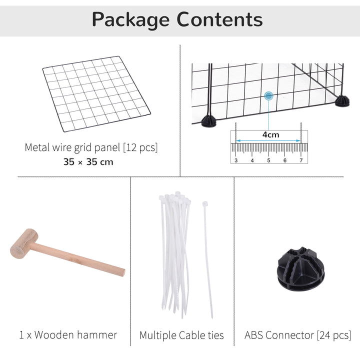 DIY Pet Playpen Metal Wire Fence 12 Panel Enclosure Indoor Outdoor Guinea Pig Bunny Small Animals Cage Black