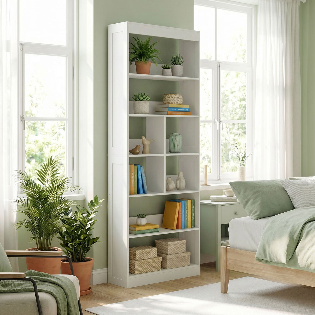 Bookcase, 6-Tier Bookshelf with Open Storage Shelves, Cubes, 180 cm Ta