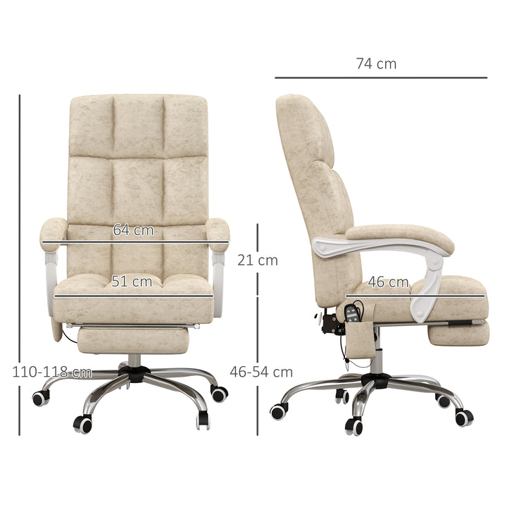 Massage Office Chair, Ergonomic Desk Chair, Comfy Work Study Chair with Heat, Padded Seat, 135° Reclining Back and Footrest for Home Office, Beige