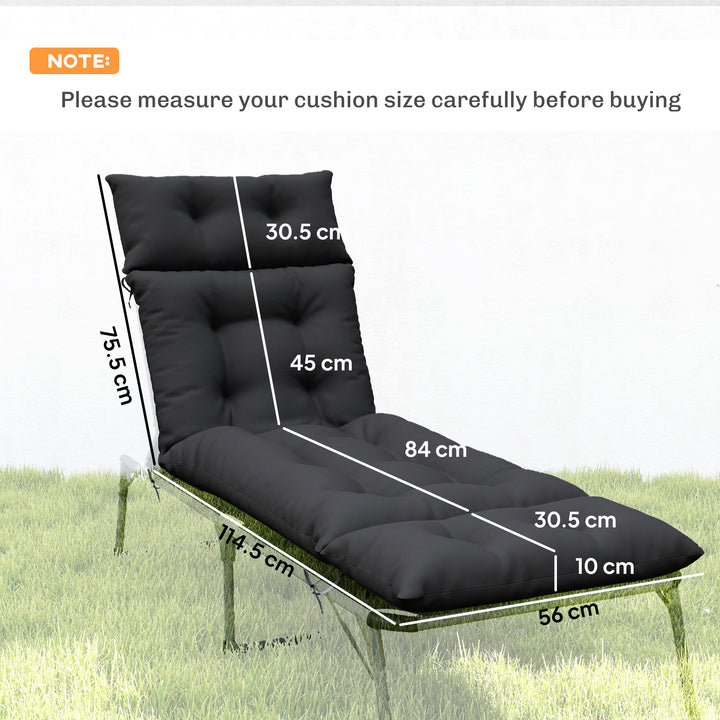 Set of Two 190 x 56cm Sun Lounger Cushions - Black