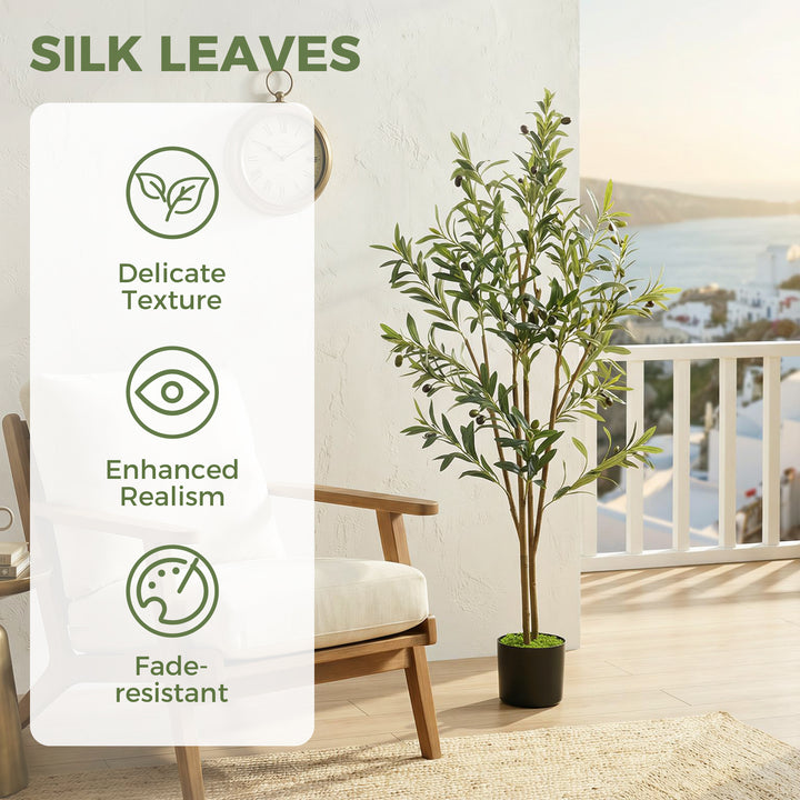 Decorative Artificial Plant, 120 cm Silk Olive Tree with 303 Leaves - view 5