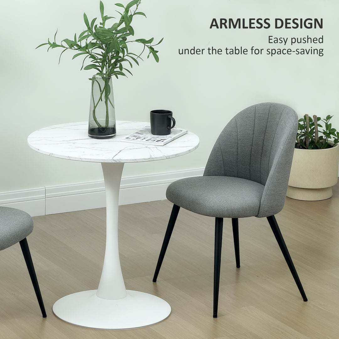 Dining Chairs Set of 2, Modern Upholstered Kitchen Chairs with Metal Legs, Shell Backrest and Padded Seat for Dining Room, Bedroom, Living Room, Vanity, Grey