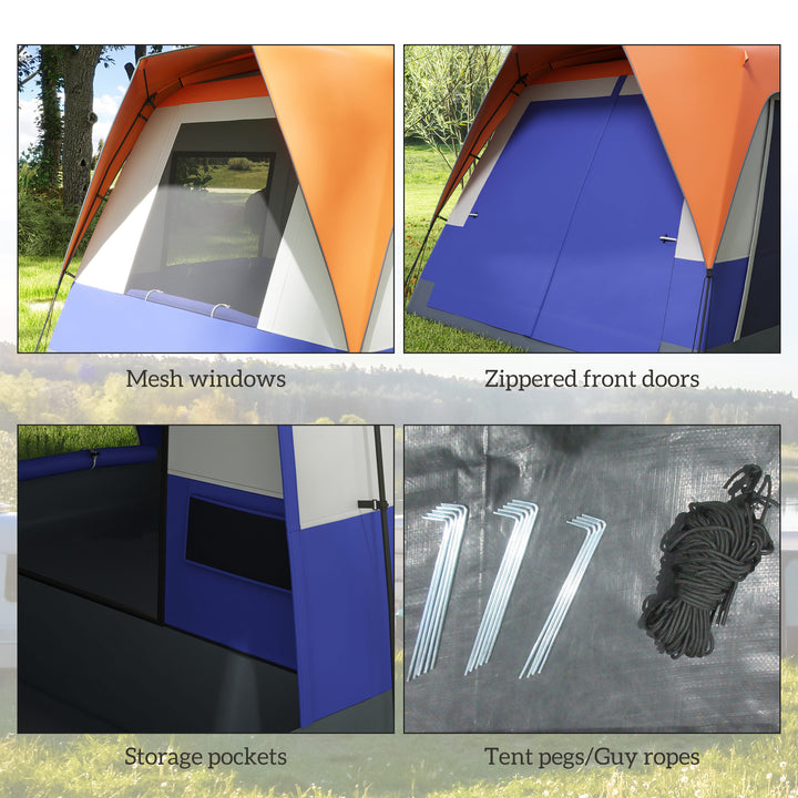 Six-Man Camping Tent, with Small Rainfly and Accessories - Orange