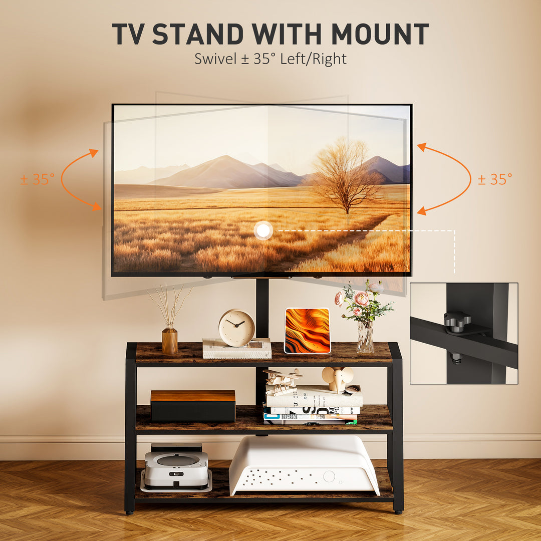 Industrial-Style TV Stand, with 35° Swivel Bracket - Dark Brown