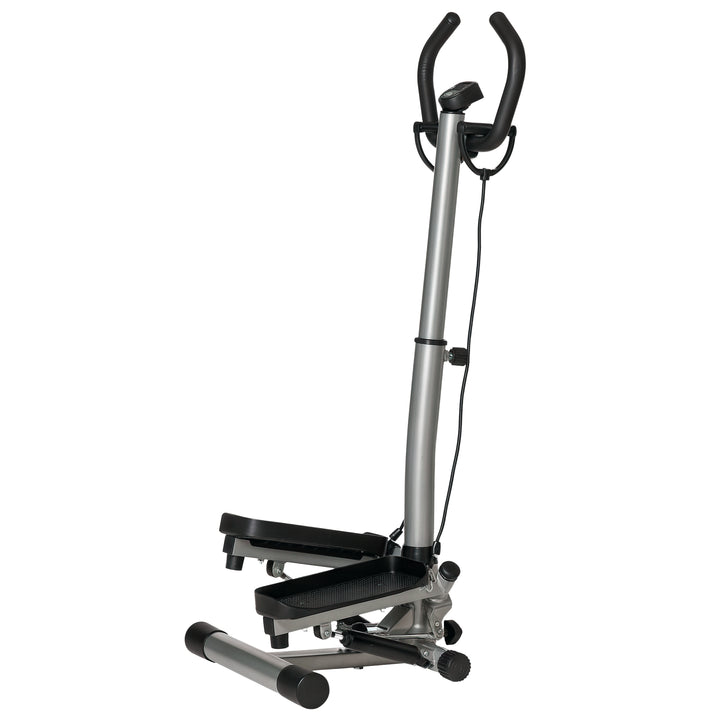 MCL Adjustable Twist Stepper Fitness Step Machine, LCD Screen, Height-Adjust Handlebars, Home Gym, Silver and Black