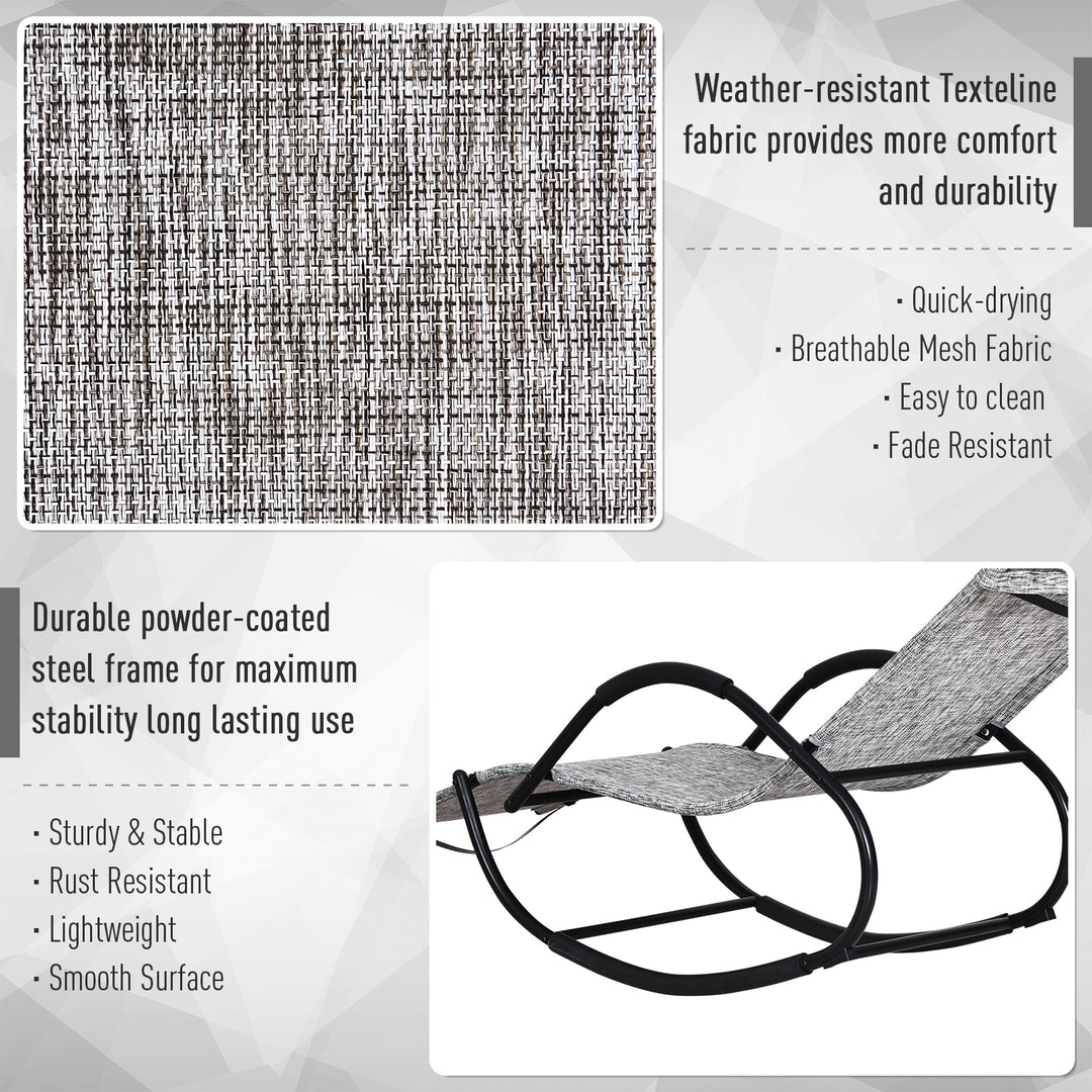 Steel Frame Zero Gravity Rocking Lounge Chair w/ Pillow Grey