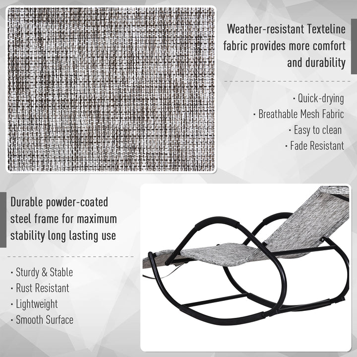 Steel Frame Zero Gravity Rocking Lounge Chair w/ Pillow Grey