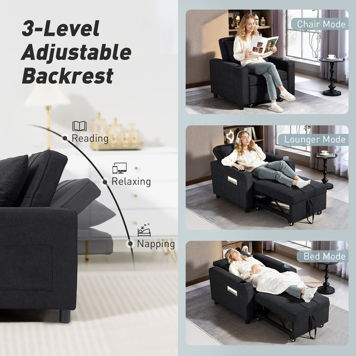 3-in-1 Single Sofa Bed, Convertible Sleeper Chair Bed