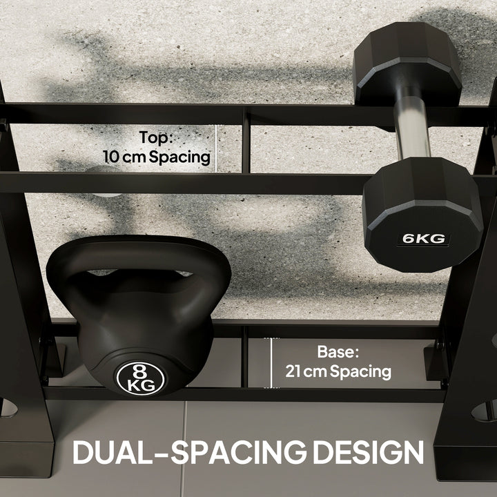 4-Tier Dumbbell Rack, Heavy-Duty Weight Rack for Dumbbells, Kettlebell