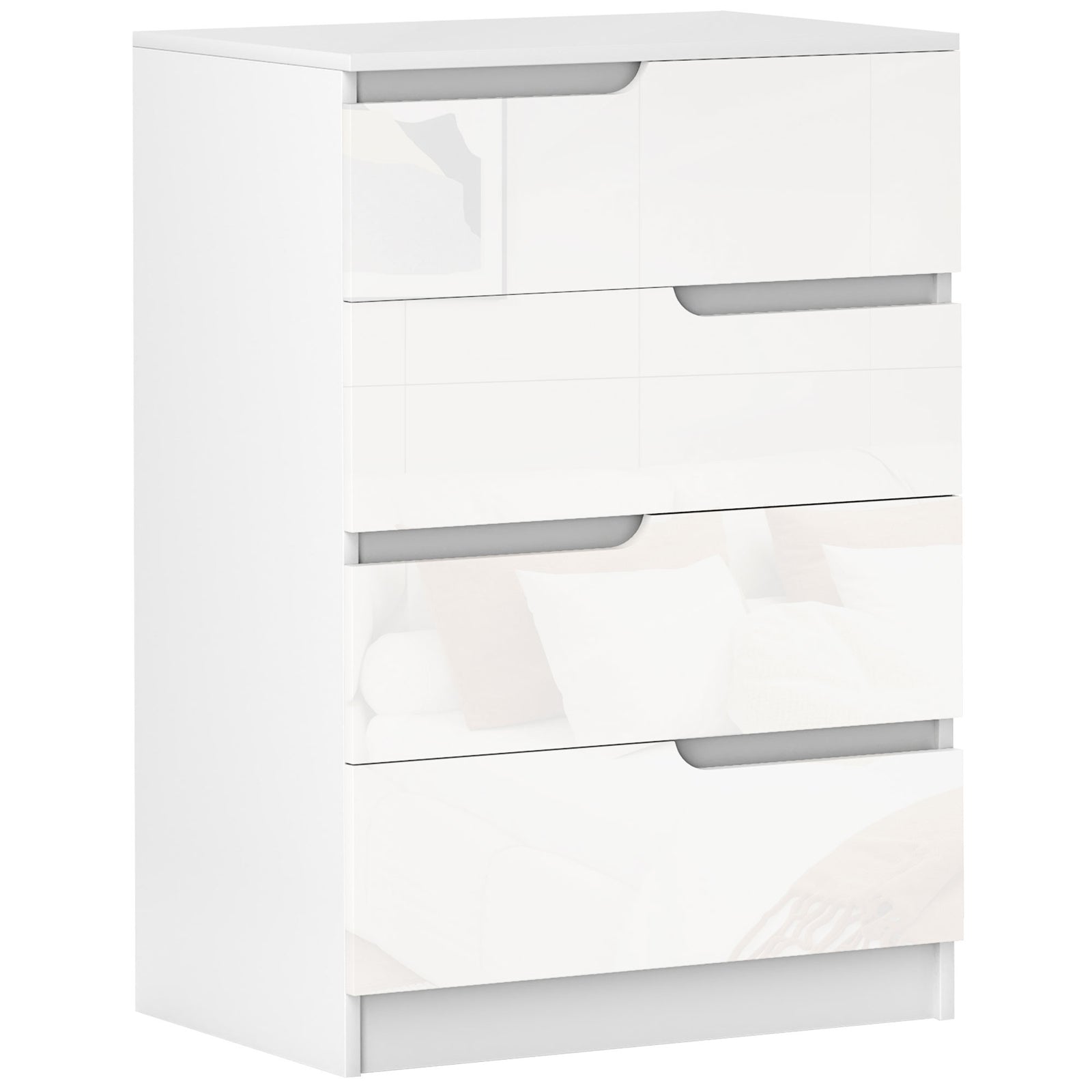 Chest of Four High Gloss Front Drawers - White