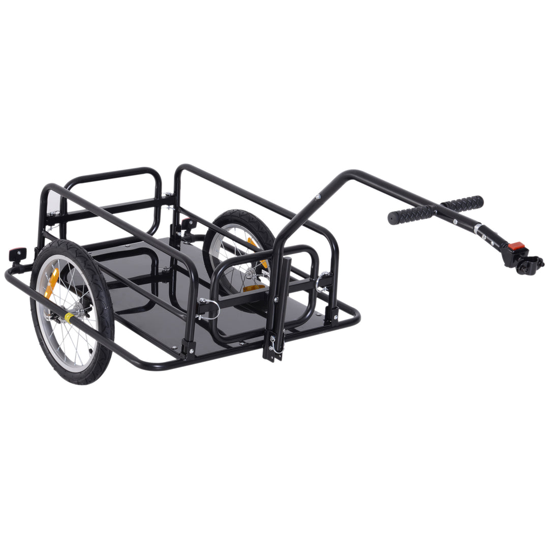Bike Cargo Trailer Bicycle Trailer Cargo Storage Cart w/ Hitch Cycling Camping Luggage Storage Carrier Transport Steel Black