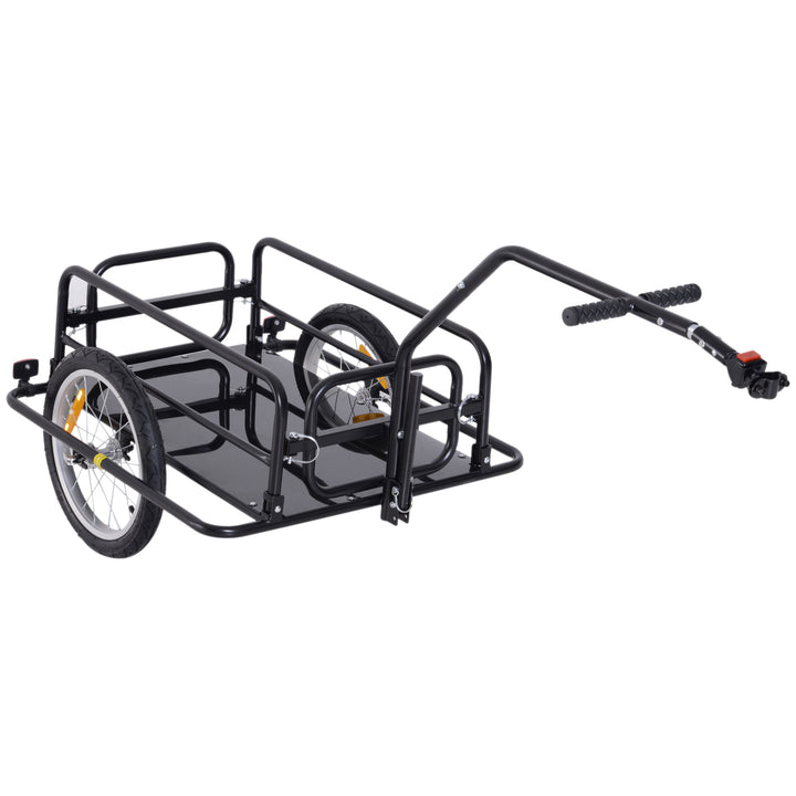 Bike Cargo Trailer Bicycle Trailer Cargo Storage Cart w/ Hitch Cycling Camping Luggage Storage Carrier Transport Steel Black