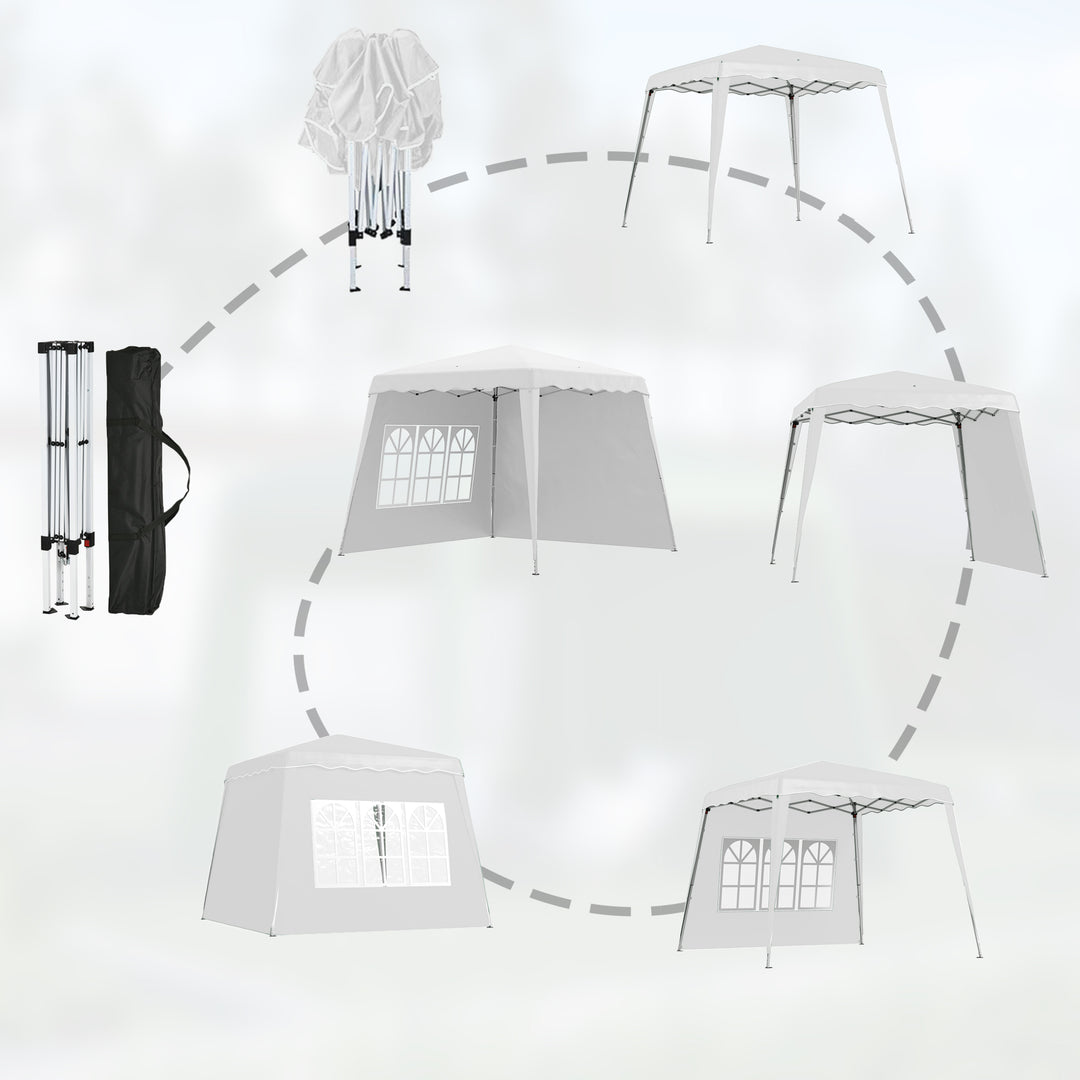 2.4 x 2.4m Two Wall Pop Up Gazebo - White