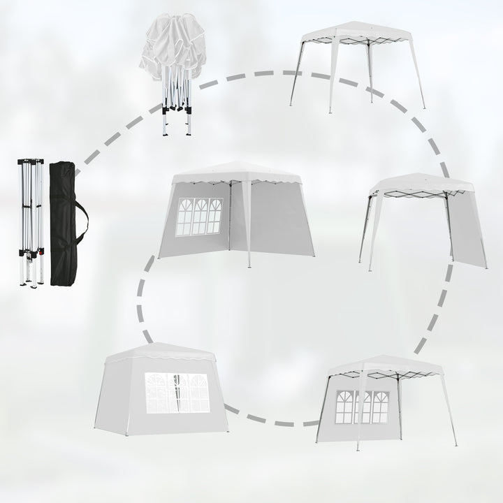 2.4 x 2.4m Two Wall Pop Up Gazebo - White