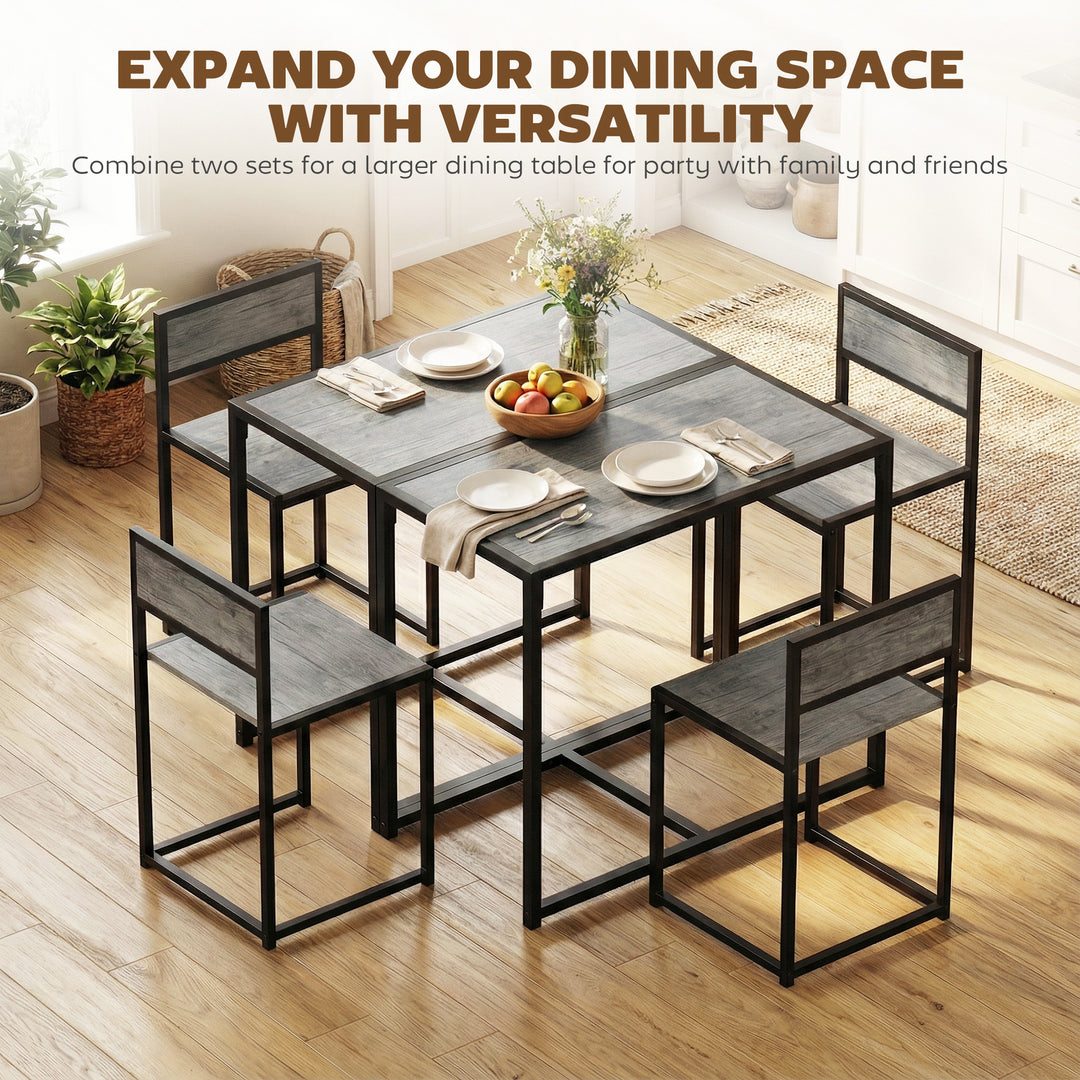 3 Piece Table Stool Set - Charcoal Grey Wood-Effect