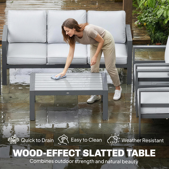 5 Pieces Aluminium Garden Furniture Set with Olefin Cushions, Extra De