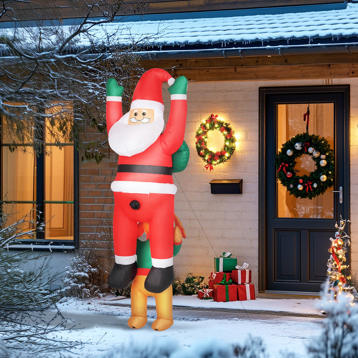 MCL 7FT Hanging Christmas Inflatable Santa with Dog, Christmas Blow Up Decoration with Built-in LED Lights for Garden, Indoor Outdoor Home Decor