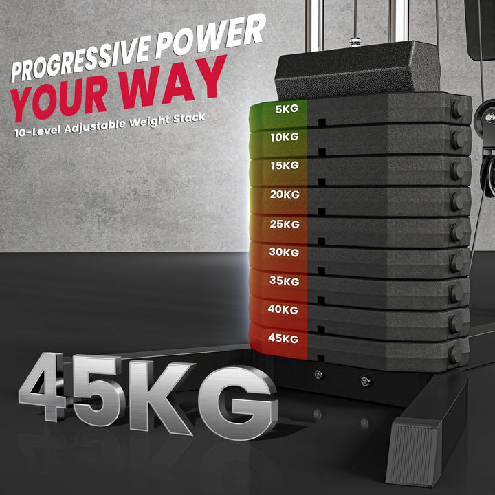 MCL Multi-Exercise Gym Station, with 45kg Weight Stack, for Full Body Workout